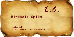 Birkholz Opika névjegykártya
